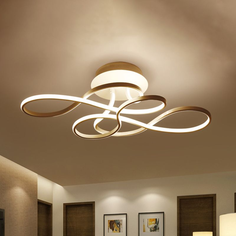 IJzeren gedraaid plafondarmatuur Minimalisme Zwart/wit LED-semi-gemonteerde verlichting in warm/wit licht voor salon