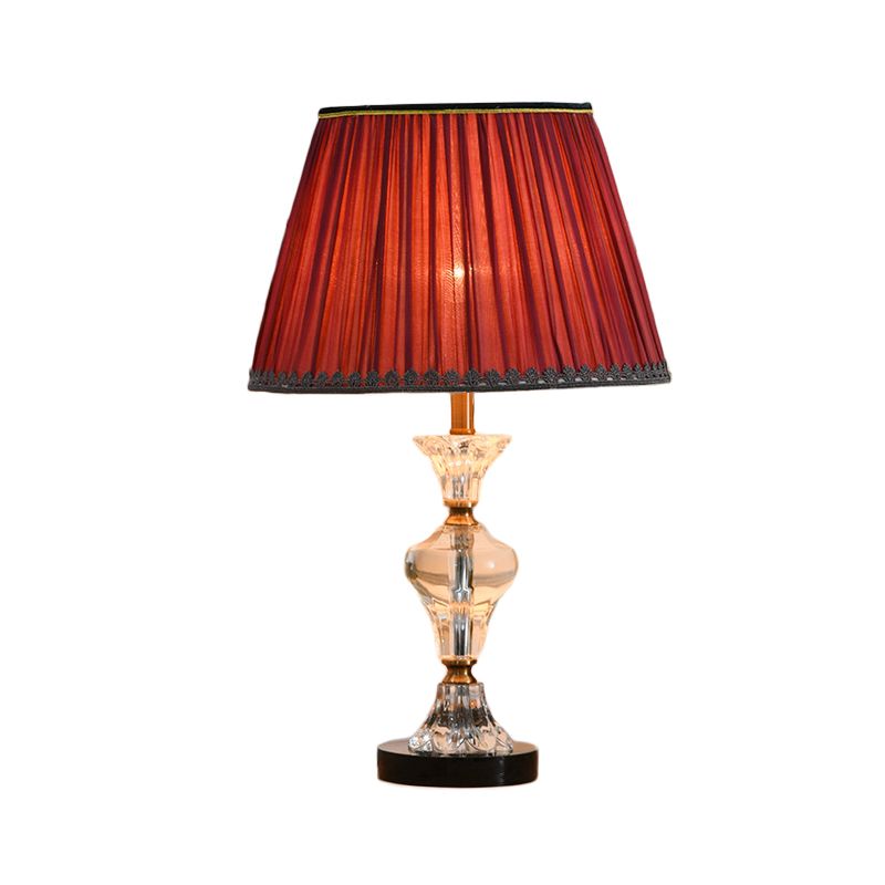 1 lampe de table de la tête de la tête moderniste rouge / bleu Lumière avec une teinte en tissu conique