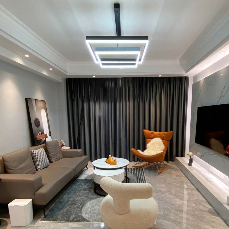 Candelera de araña de metal moderna Candelera cuadrada de múltiples capas en negro para sala de estar