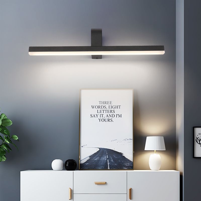 Lampada di vanità lineare Modern Metal LED White/Black Wall Monte Vanity Light in Light Natural, 16 "/19.5" /23.5 "largo
