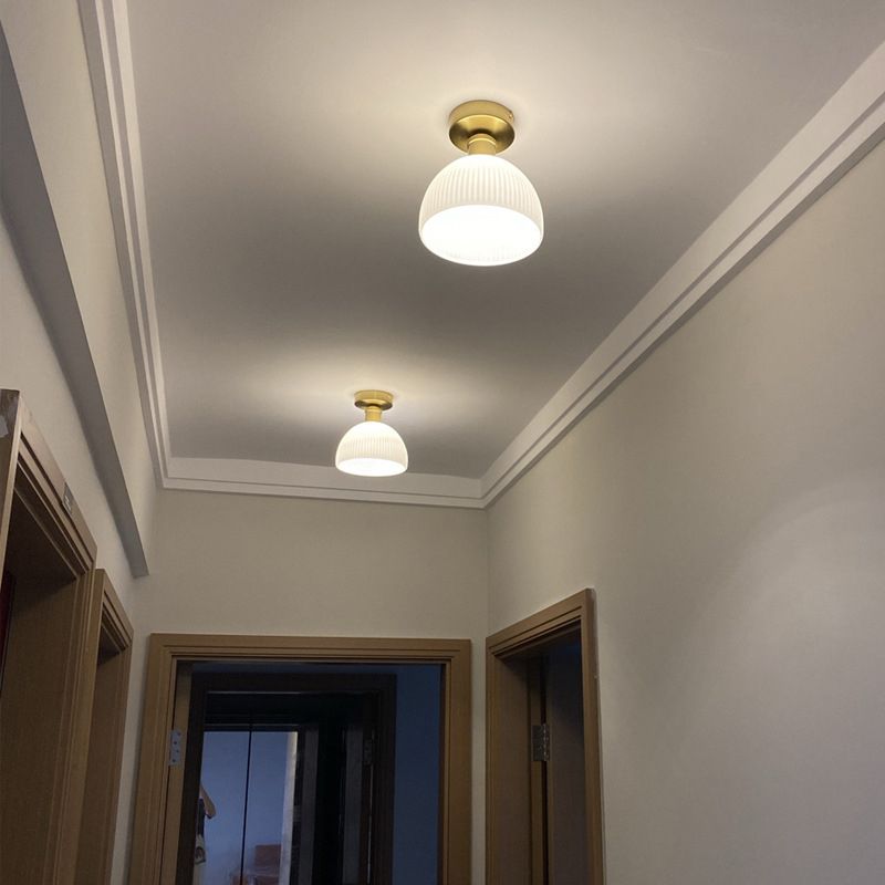Contemporary Ceiling Lamp Glass Shade Flush Mount Light Fixture