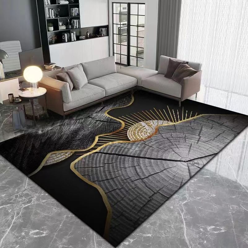 Gold Modern Carpet Polyester Graphic Carpet Stain Resistant Carpet for Living Room