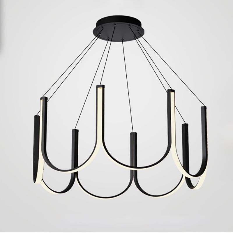 Lampadella geometrica nera LED moderna LED sospesa con alluminio per camera da letto
