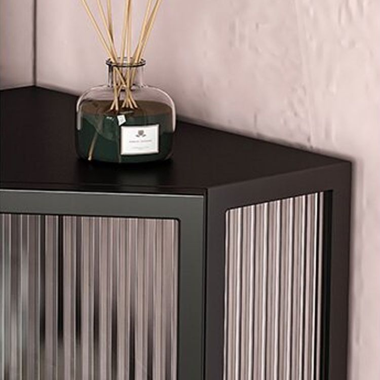 Industrial Corner Unit Curio Cabinet Metal Storage Cabinet for Living Room