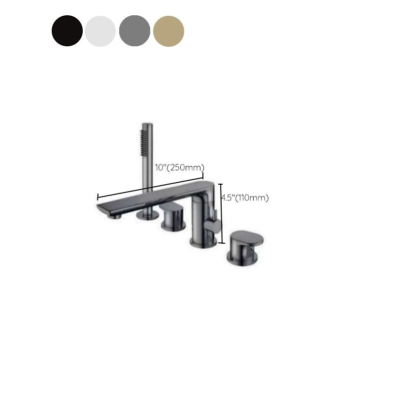 Modern Tub Filler Trim Copper with Hand Shower Deck-Mount Roman Tub Set