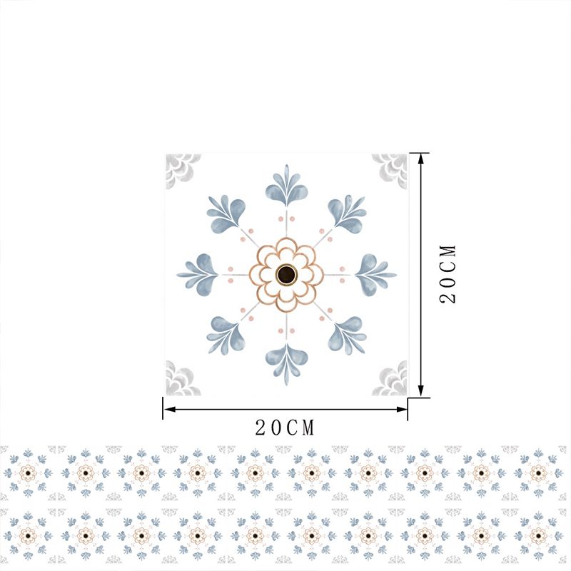 Rural Flower Adhesive Wallpaper Panel Set 20 Pieces White Kitchen Backsplash Wall Decor, 8.6-sq ft