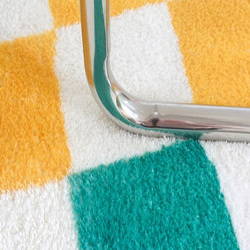 Green Modern Carpet Polyester Checkerboard Carpet Washable for Drawing Room
