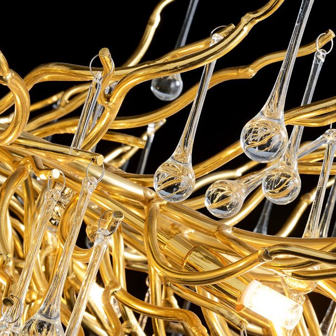 Gold Nest Chandelier Lighting Luxury Country Style Crystal Living Room Hanging Light