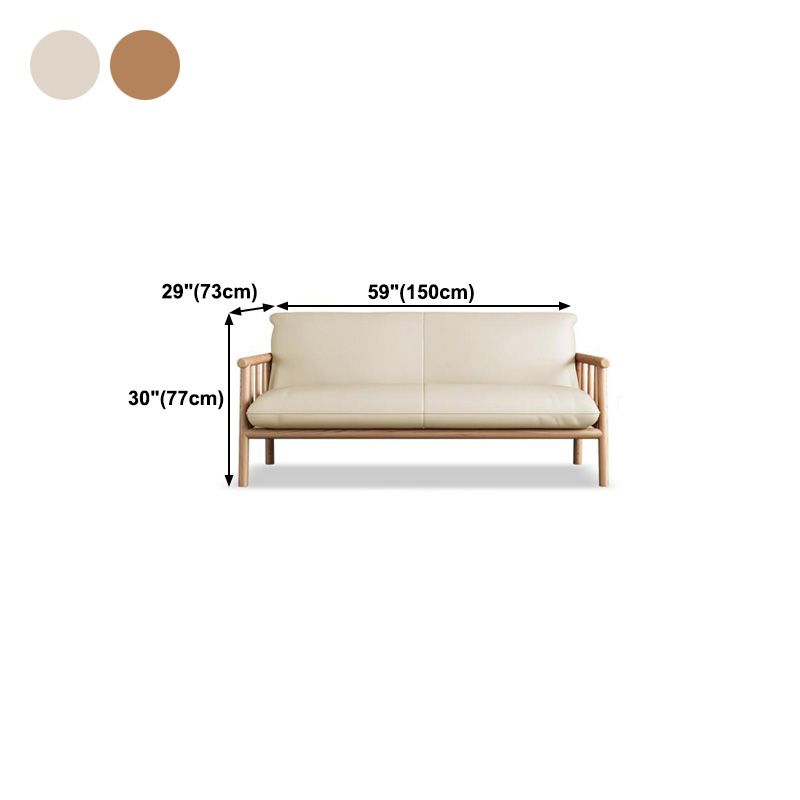 30.3" H Faux Leather Brown/White Square Arm Sofa for Living Room