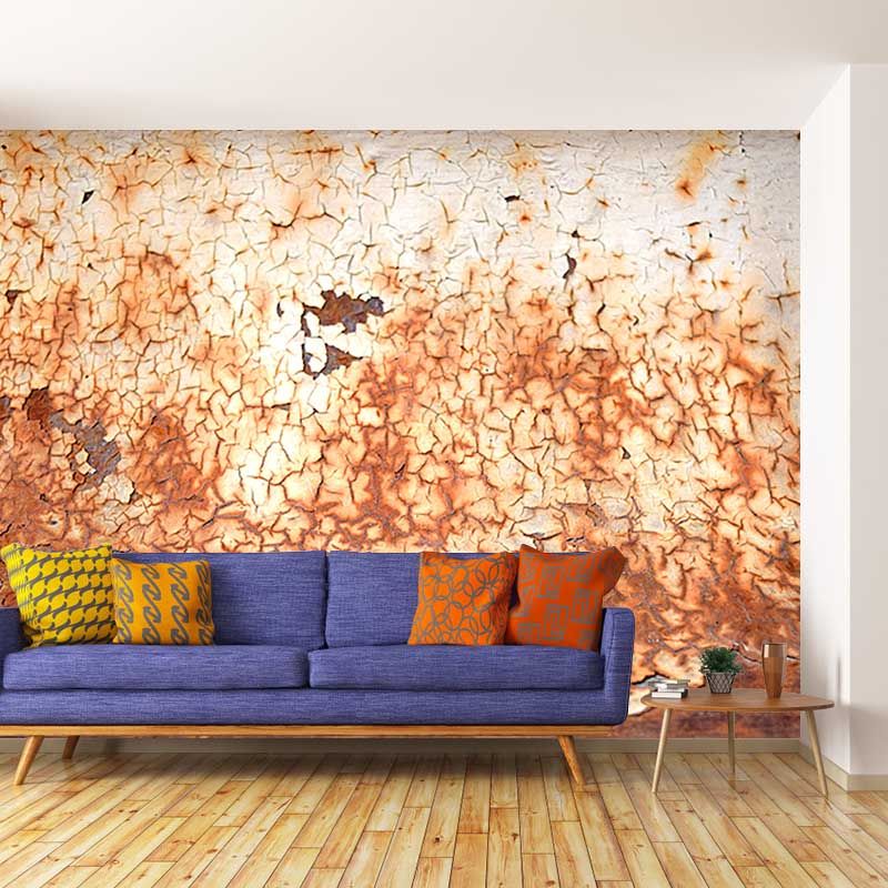 Rusty Metal Mural Wallpaper Moisture Resistant in Dark Color, Custom Size