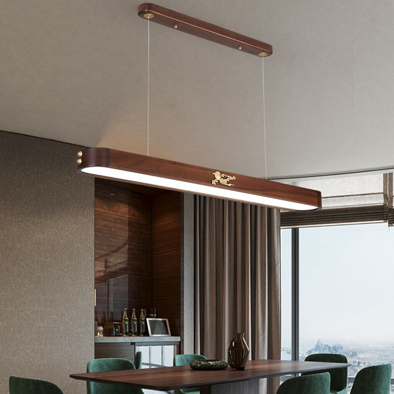 Luz de techo de isla geométrica de cocina moderna de madera ligera de madera ligera