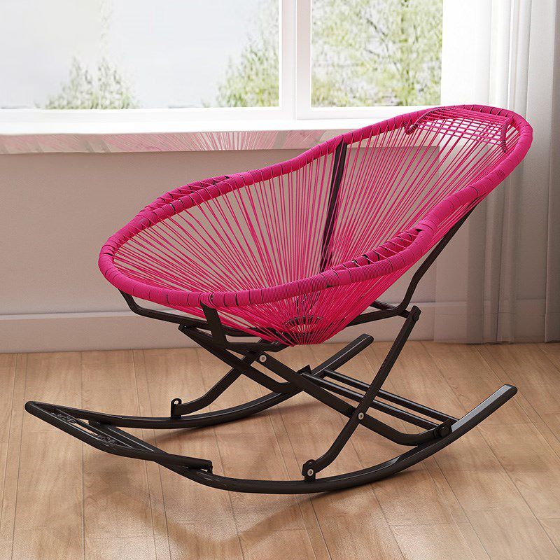 Contemporary Rocking Chair Woven Rope Rattan Rocking Chair in Living Room