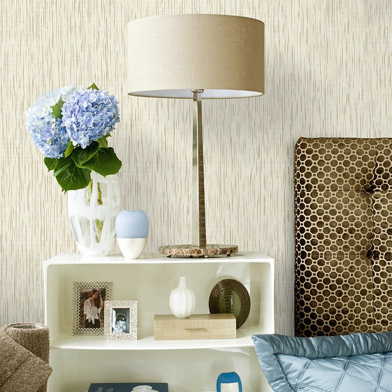 Modern Textured Stripe Wallpaper Stain-Resistant Non-Pasted Wall Covering, 33-foot x 20.5-inch