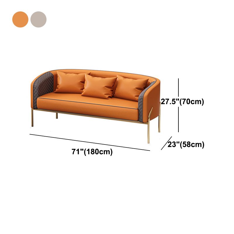 Standard Sofa 22.83" D X 27.55" H Sloped Arm Sofa with Golden Legs for Living Room