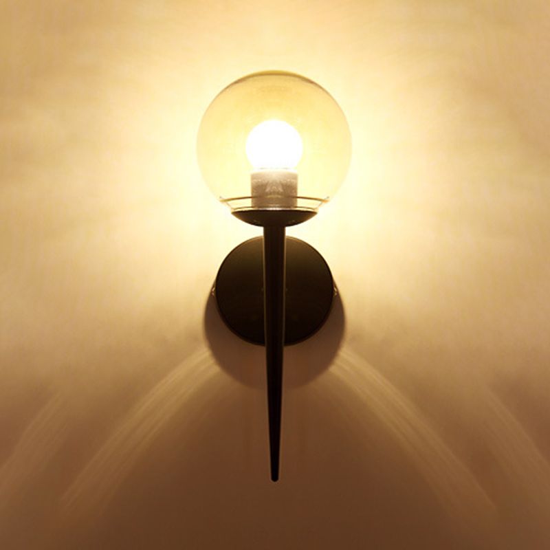 Industrial Style Ball Shape Wall Sconce Glass 1 Light Sconces for Hallway