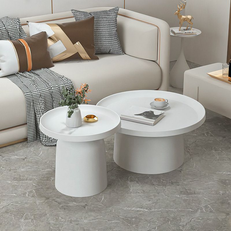 Black/White Pedestal Coffee Table Modern Marble Cocktail Table for Room