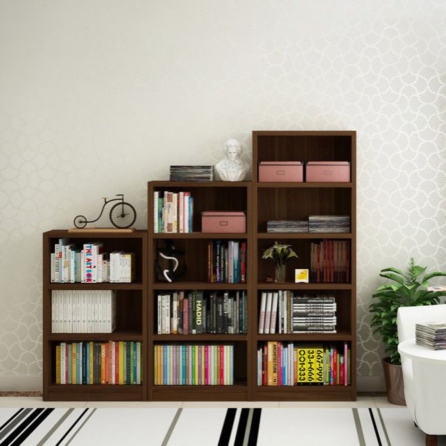 9.65"W Bookcase Contemporary Style Closed Back Brown Bookshelf for Home Office