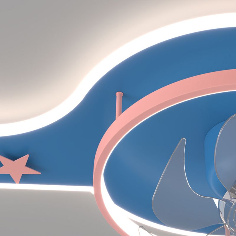2 - Light LED Ceiling Fan Mount Blue / Pink Kids Style Ceiling Fan