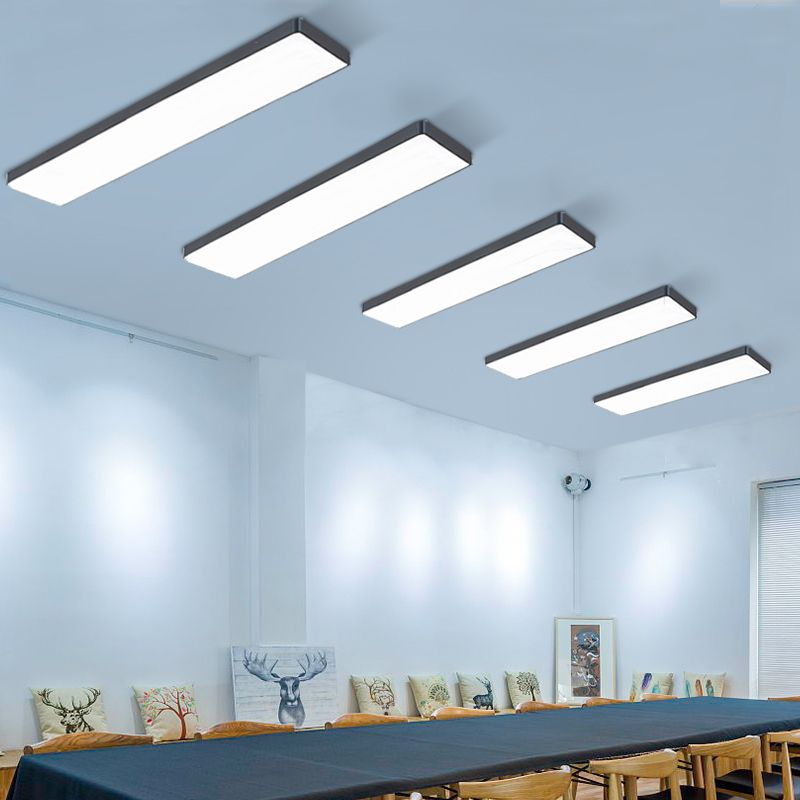 Plafonnier LED de forme rectangulaire en fer moderne, 1 lumière, montage encastré pour salle de conférence