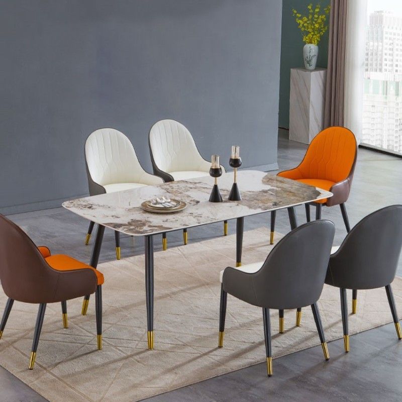 Sintered Stone Dining Table Rectangle Traditional Luxury Dining Table