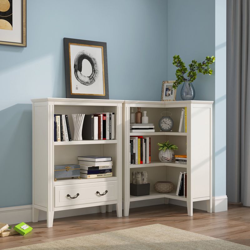 Solid Wood Closed Back Bookshelf Nordic Standard Bookcase with Shelves