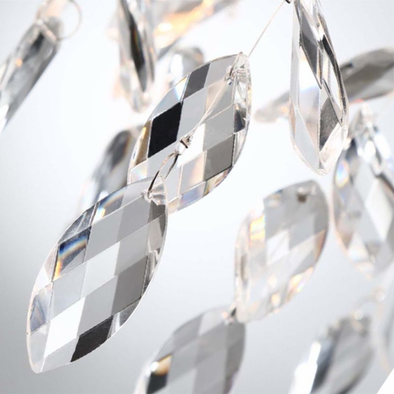 Branch Metal Wall Mount Light Modern 2 Lights Gold Wall Sconce Light with Faceted Crystal Drop