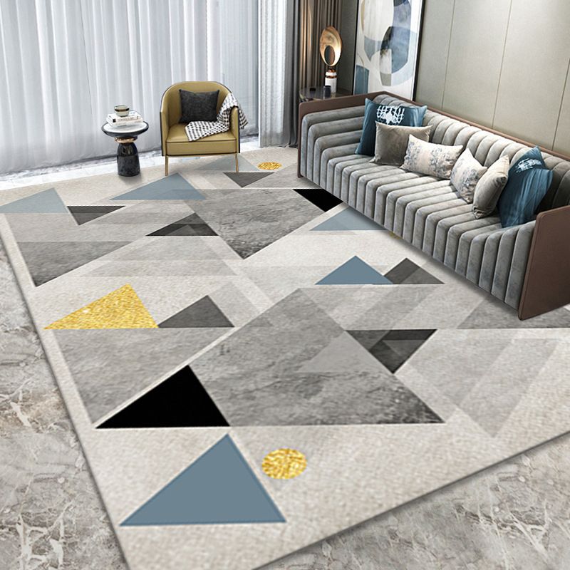 Light Grey Contemporary Carpet Polyester Block Color Carpet Washable Carpet for Home Decor