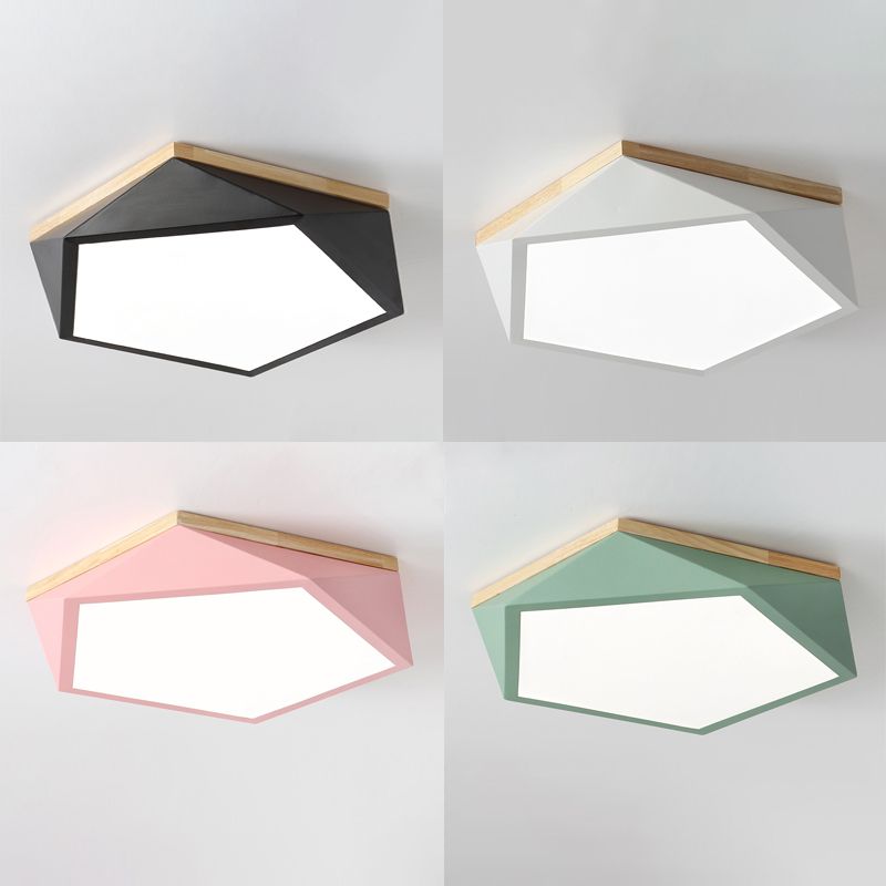 Plafonnier LED Macaron nordique moderne en fer forgé encastré géométrique avec abat-jour en acrylique