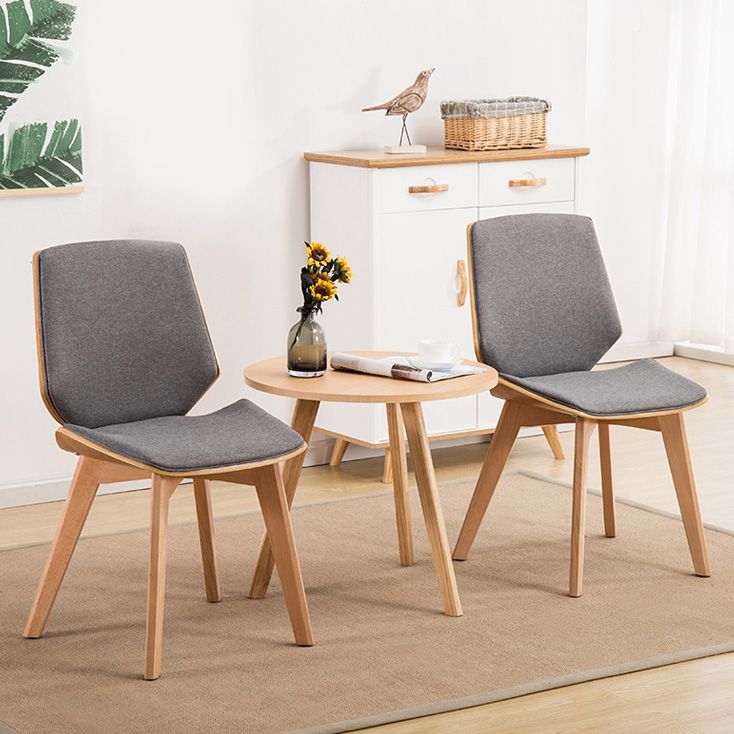 Home Contemporary Side Chair Solid Back Upholstered Wood Dining Room Chair