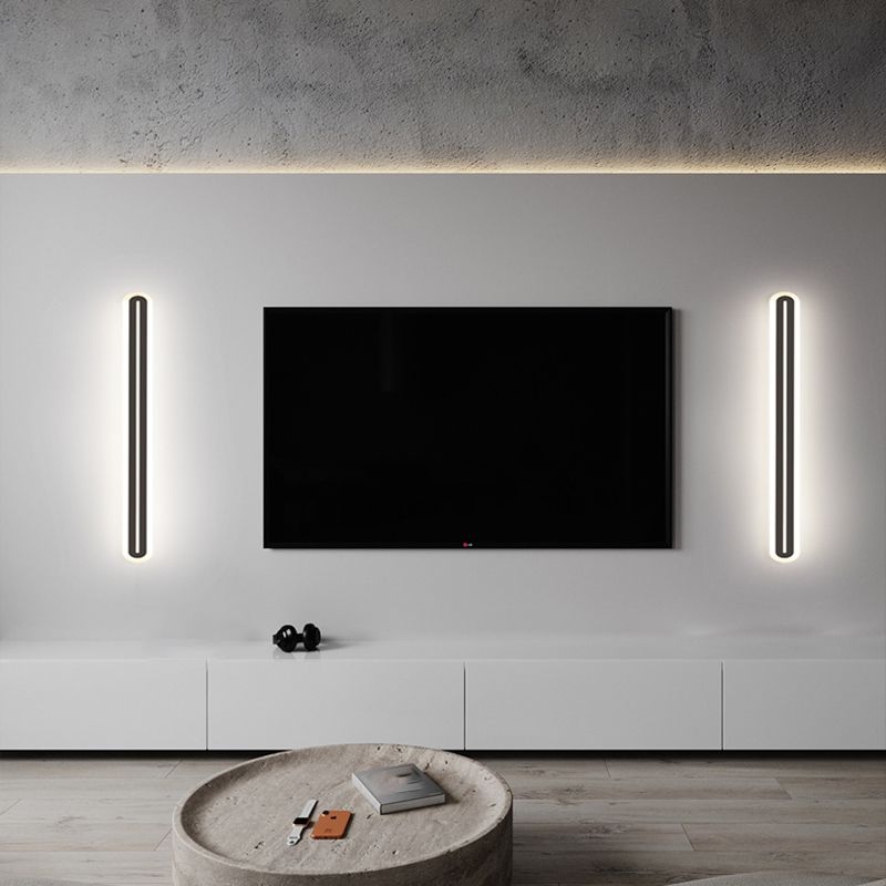 Metall lineare Form Wandlicht moderner Stil 1-Licht-Wandmontageleuchte in Schwarz