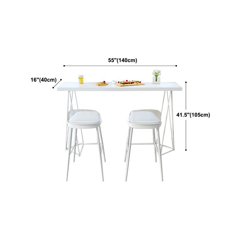 Modern Rectangle Bar Dining Table Artificial Wood Bistro Table in White
