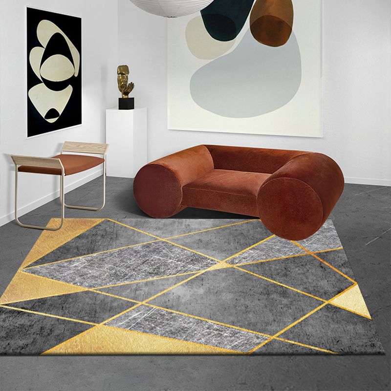 Elegant Modernist Rug Multi Color Geometric Carpet Pet Friendly Anti-Slip Backing Machine Washable Rug for Guest Room
