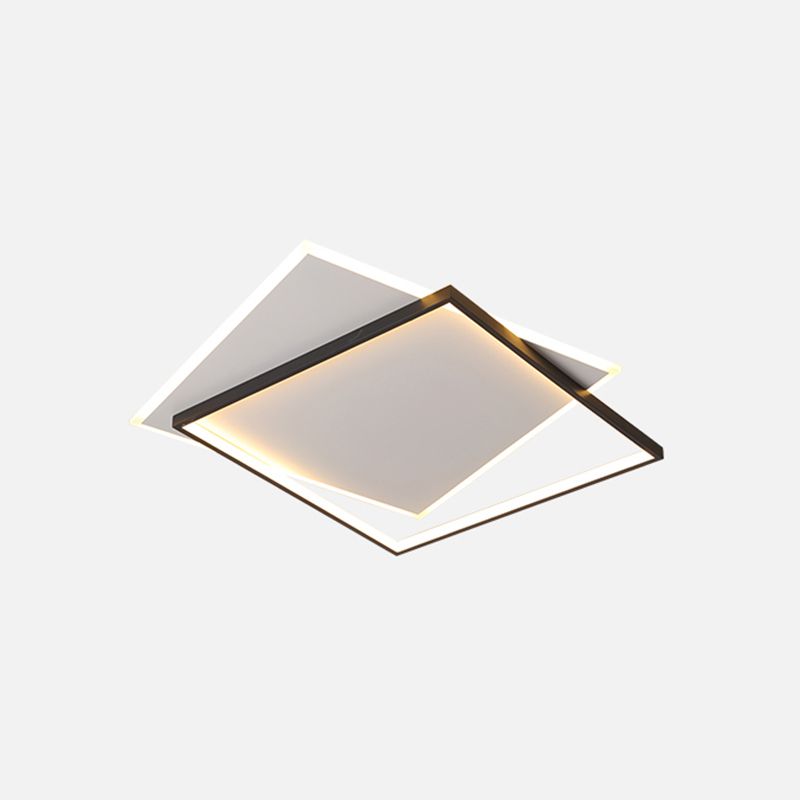 Plafonnier LED noir et blanc de style moderne et concis, plafonnier carré en fer avec abat-jour en acrylique