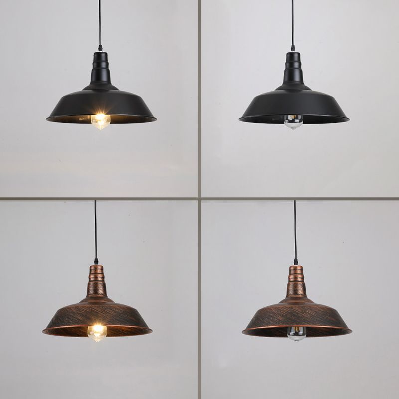 Modern Industrial Barn Shade Hanging Light, Metal 1-Light Pendant Lighting