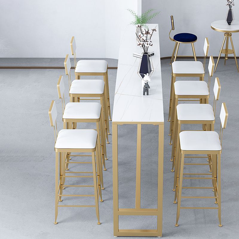 Rectangle Sintered Stone Bar Table Trestle Base Dining Table for Kitchen Living Room