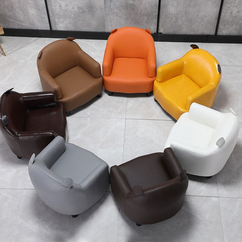 20.08"L x 20.47"W x 21.26"H Faux Leather Barrel Chair,Modern Sloped Arms Chair