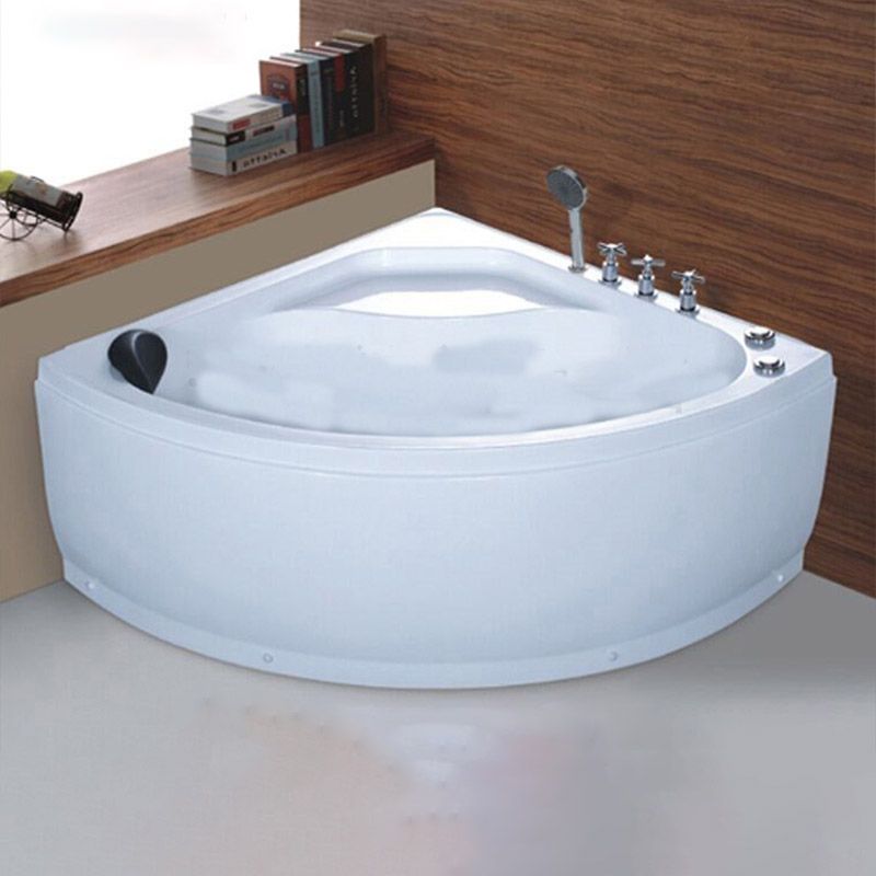 White Corner Acrylic Bath Tub Bathroom Modern Back to Wall Tub