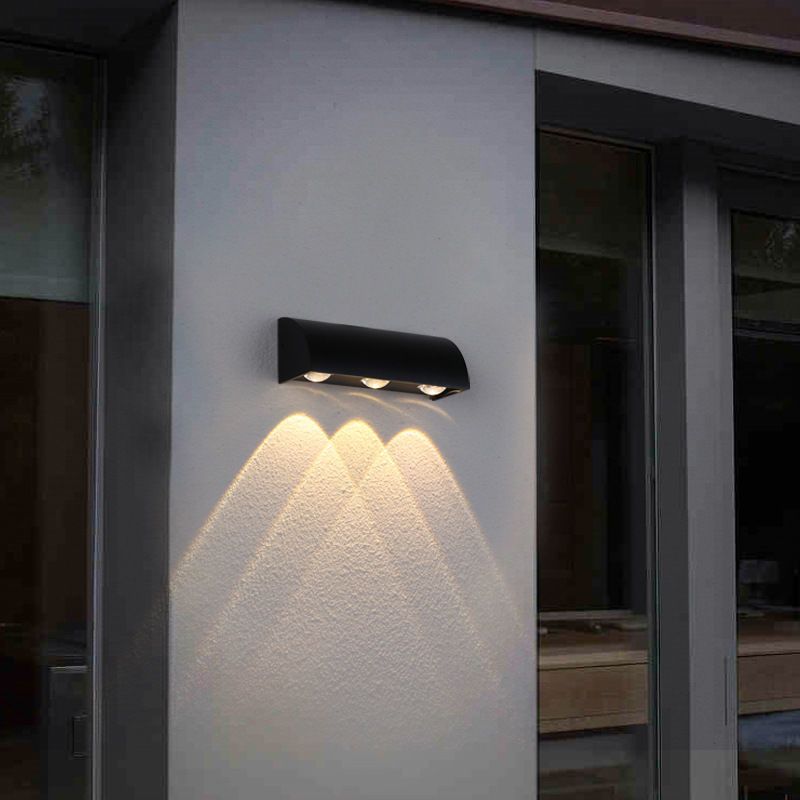 Modern Style Wall Lamp Metal 3 Lights Sconces in Black for Outdoor