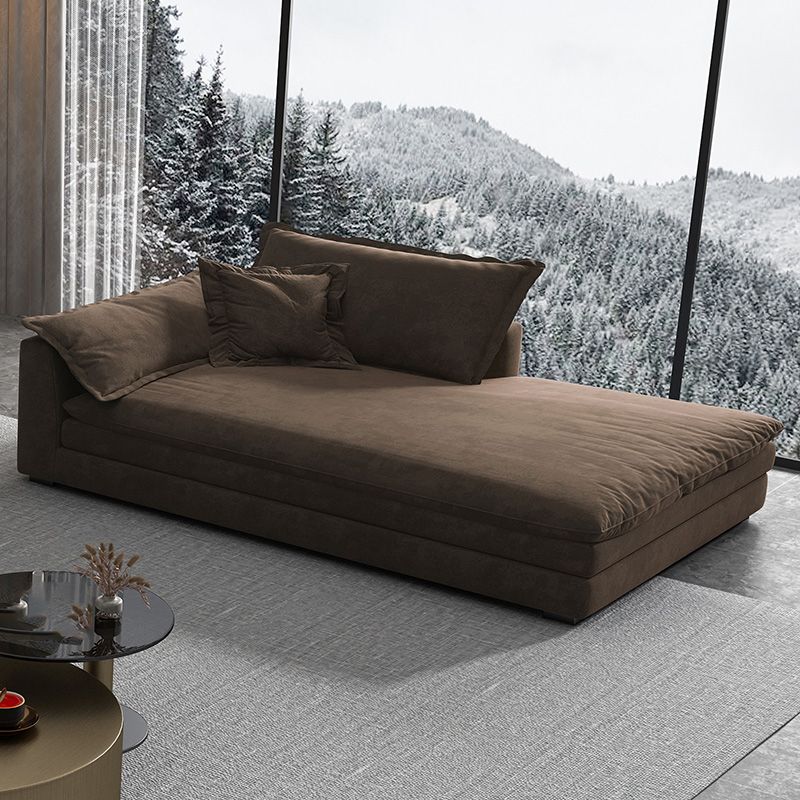 Glam Cushioned Chaise Lounge Recessed Arms Chaise with Three Pillows for Bedroom