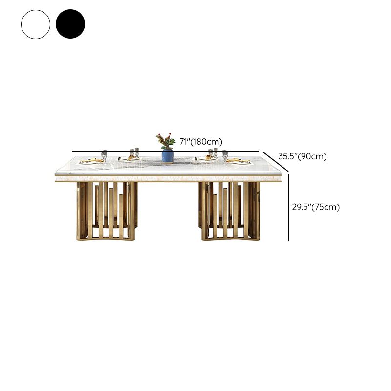 Glam Faux Marble Dining Table Dining Rectangle Table with Metal Legs for Home