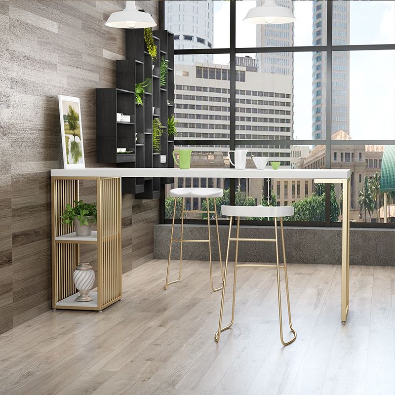 Indoor Glam Bar Dining Table Rectangle Bar Stool Table with Storage