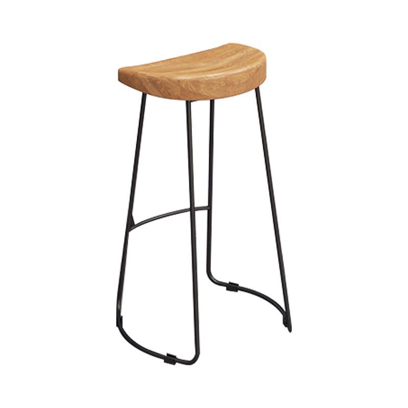 Contemporary Wood Bar Stool Metal Bar Stool with Contoured Seat