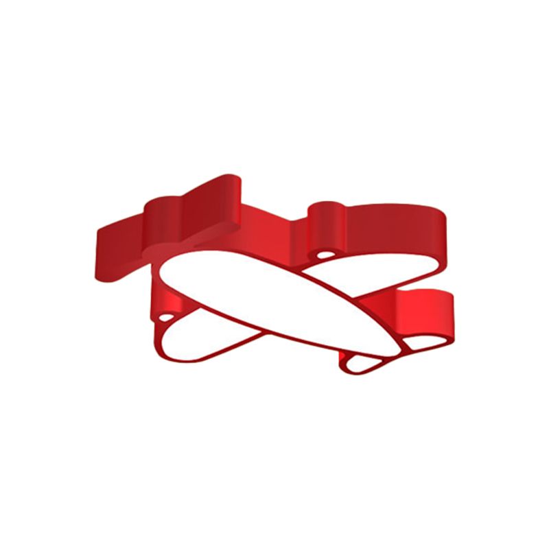 Cartoon Integrated LED Ceiling Lamp Red/Pink/Blue Plane Flush Mounted Light with Acrylic Shade