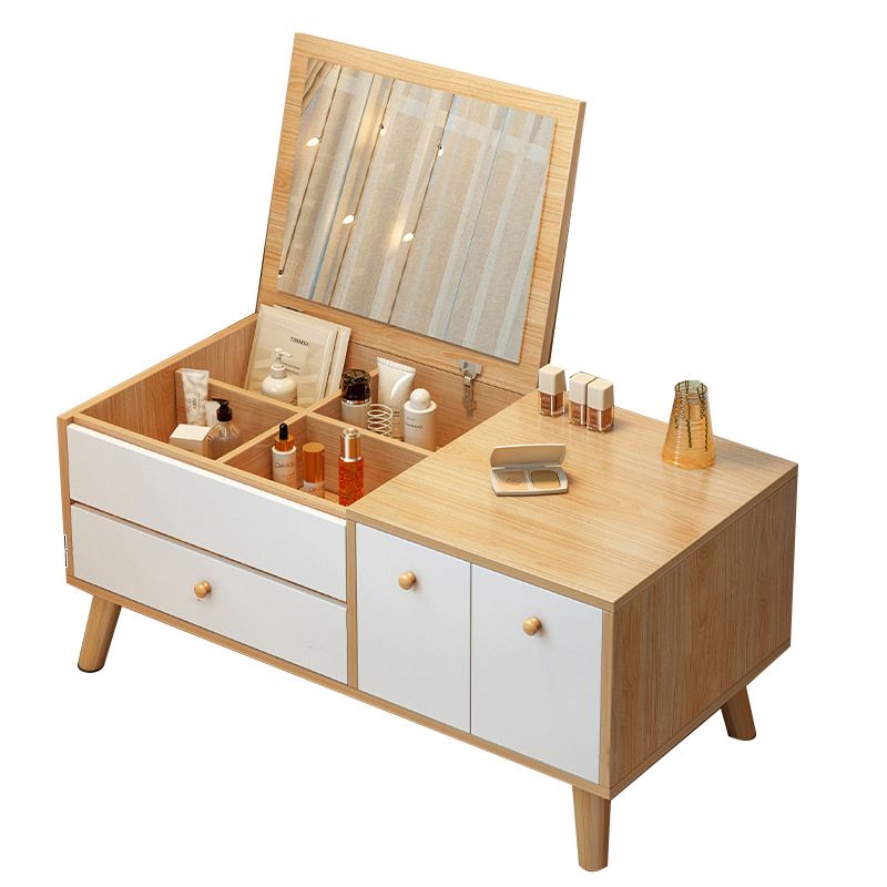 Scandinavian 1-Drawer Wooden Flip-top Dressing Vanity Make-up Table