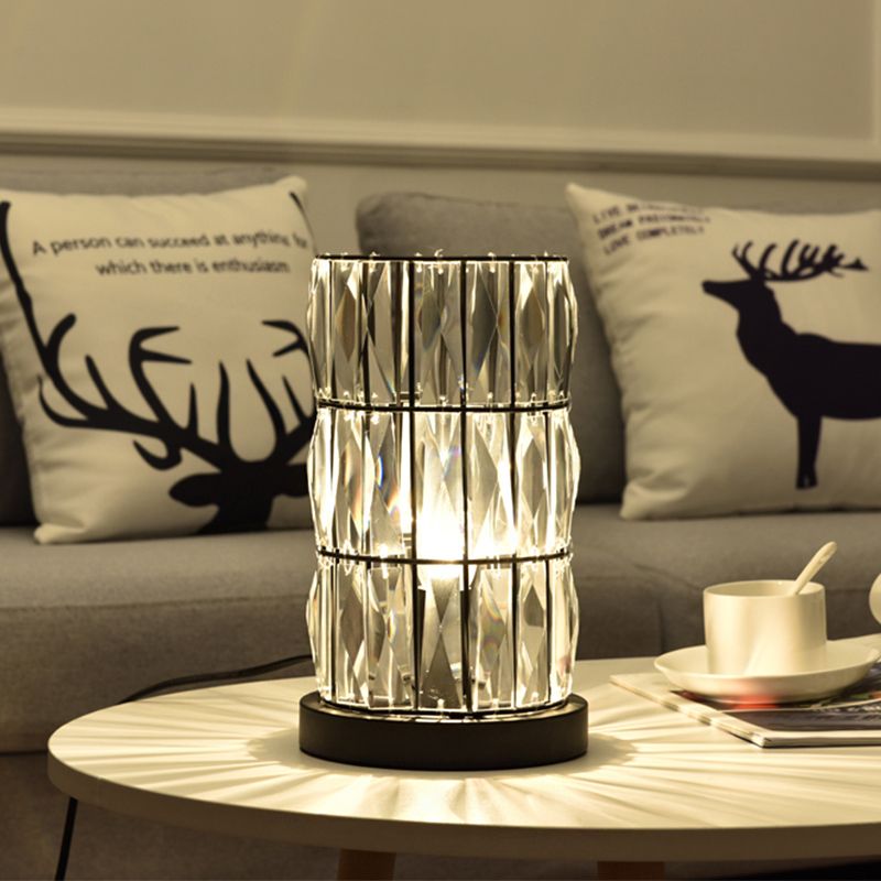 Black Cylinder Night lampe Crystal Clear 1 Light Light Light Light