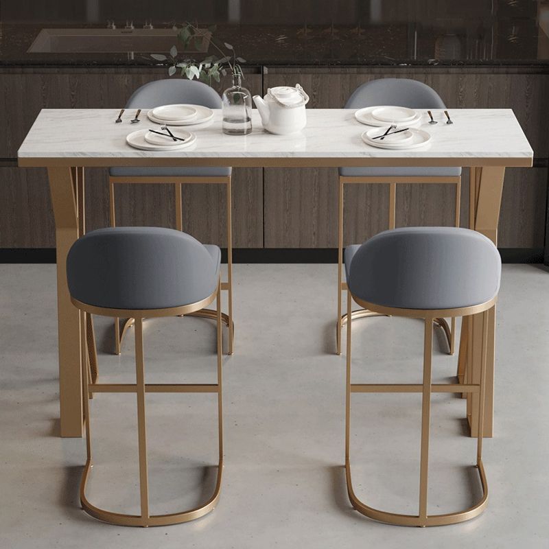 Glam 1/2/5 Pieces Bar Table Set Rectangle Bar Table with Metal High Stools