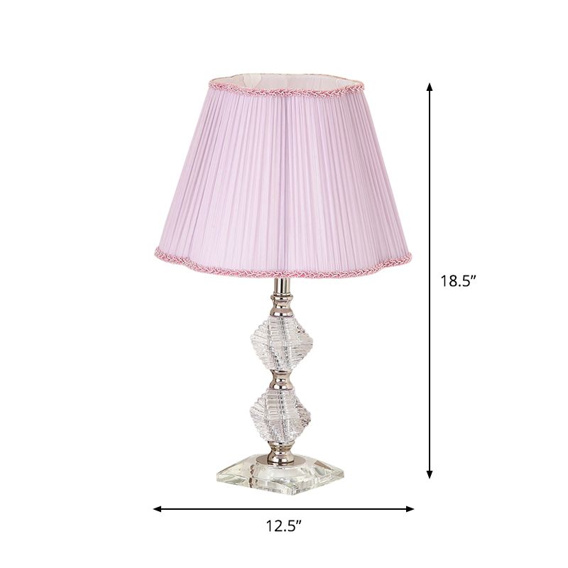 Tissu fleur de lecture de lecture lampe contemporaine 1 lumière de nuit claire éclairage en rose avec une base en cristal transparent