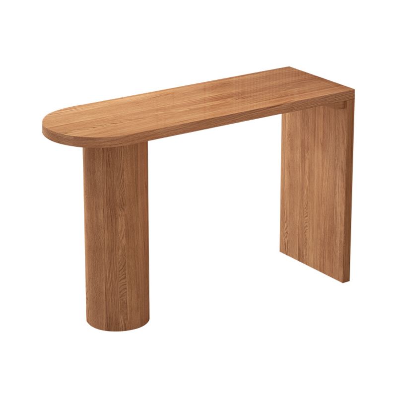 Industrial 41.3"H Bar Table Brown Wood Specialty Top Bistro Table with Double Pedestal