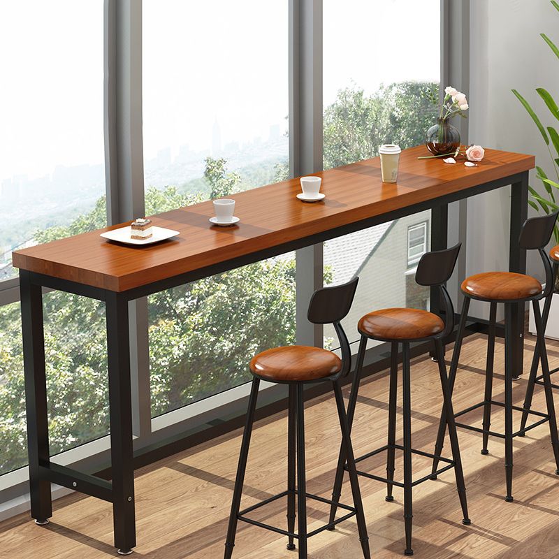 Industrial Wooden 1/2/5 Pieces Bar Table Set Rectangle Bar Table with Metal Legs