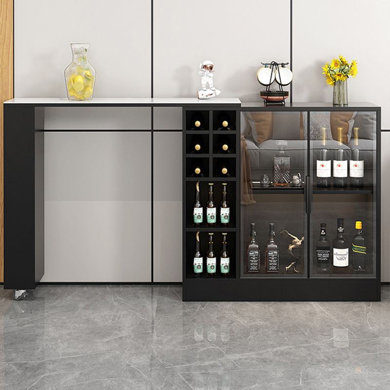 Rectangle Counter Height Table Modern Bar Dining Table with Shelves